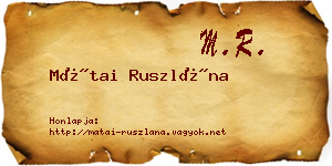 Mátai Ruszlána névjegykártya